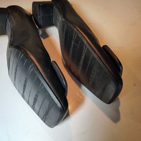 Stuart Weitzman Black Square Toe Pumps - Large Decorative Buckle - Picture 6 of 9